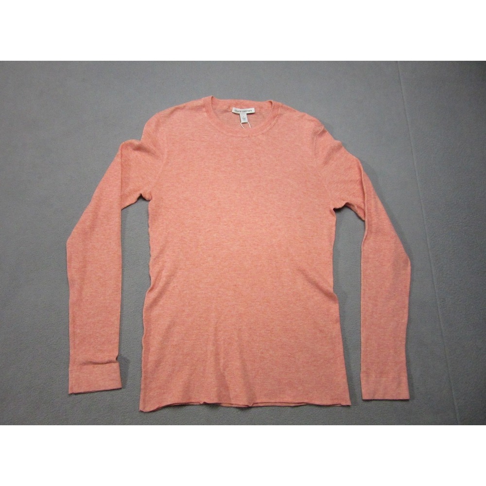 Autumn Cashmere Sweater Mens Small Orange Waffle Knit Crew Neck Long Sleeve